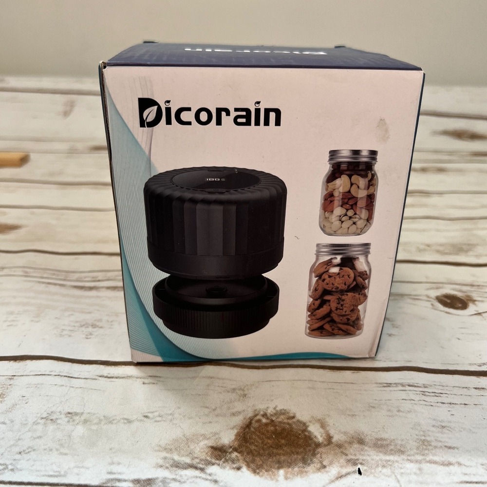 Dicorain Electric Mason Jar Vacuum Sealer Black VP06+ Wide Regular Mouth NIB